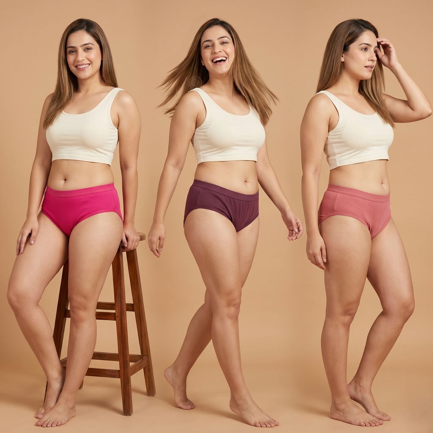Elen Vosky Women Cotton Panties Pack of 3 | Breathable Cotton Lycra Fabric | Full Coverage Panty Set | Mid Rise Stretch Fit | Anti Odor & Sweat Absorbent | women innerwear