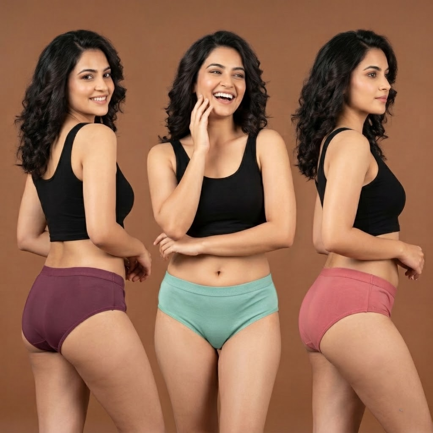 Elen Vosky Women Cotton Panties Pack of 3 | Breathable Cotton Lycra Fabric | Full Coverage Panty Set | Mid Rise Stretch Fit | Anti Odor & Sweat Absorbent | women innerwear