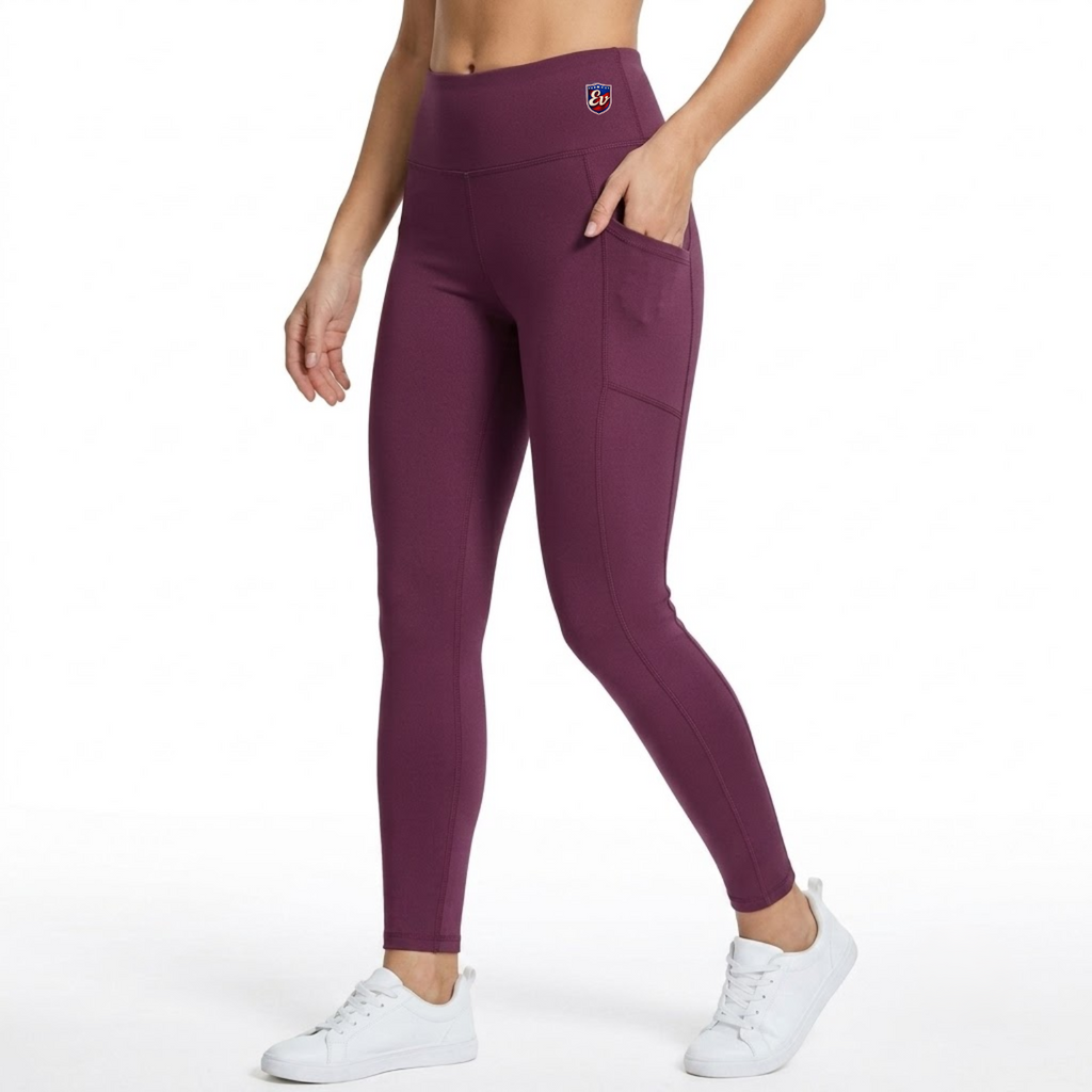 Elen Vosky Women's High Waist Double Pocket Leggings | Stretch Workout Tights | Tummy Control Activewear Yoga Pants for Gym, Running, Fitness & Training