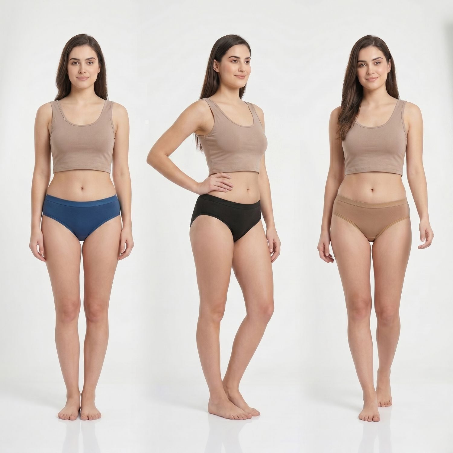 Elen Vosky Women’s Cotton Hipster Panties Pack of 3 | Breathable Cotton Lycra Fabric | Mid Rise Comfort Fit | Full Coverage Innerwear | Stretch Waistband | Anti Odor, Everyday Wear