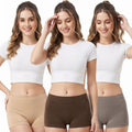 Premium Mid Waist Seamless Shorts for Girls and Women Spandex Boy Shorts Panties (Pack of 3)(2011-SK-BR-GY)