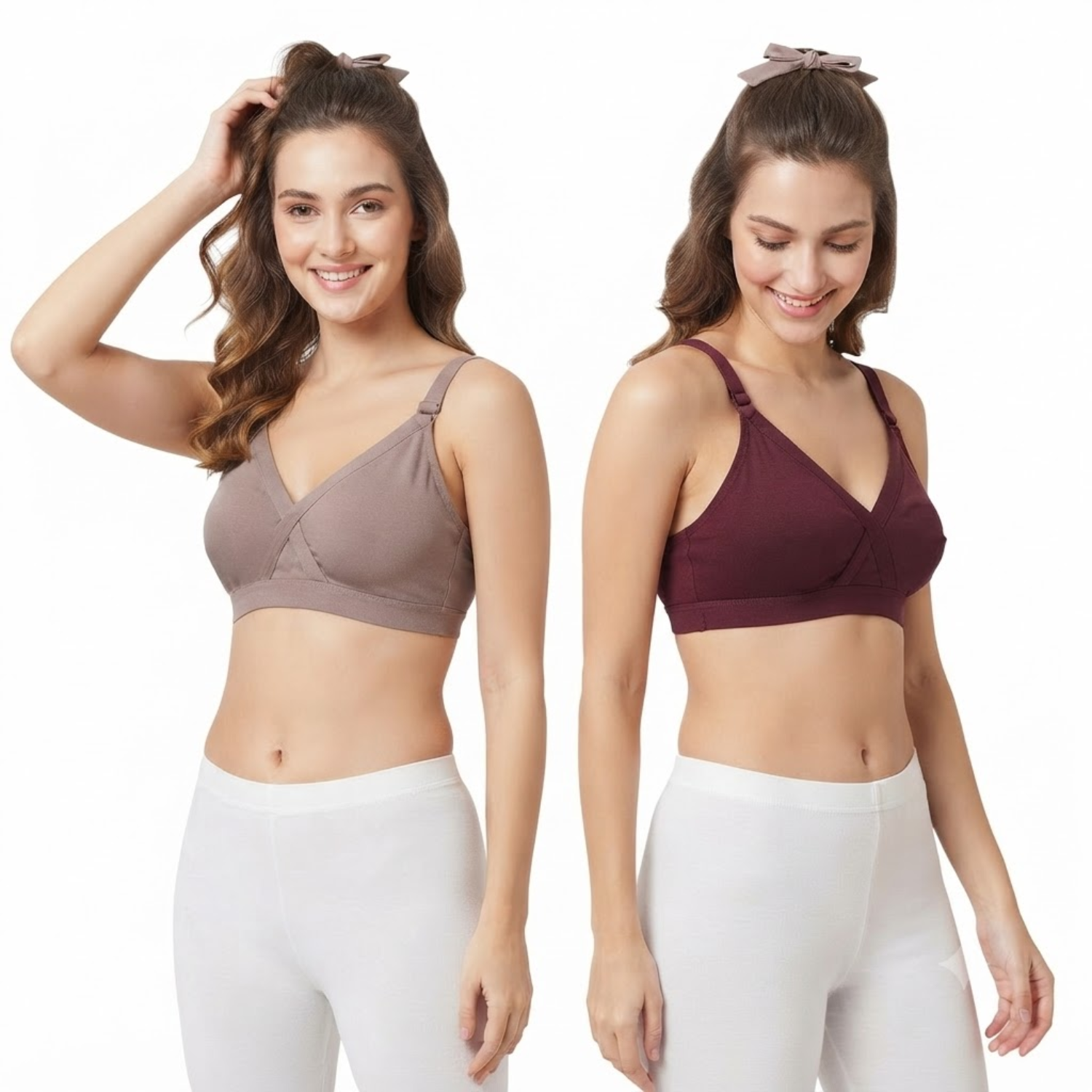 Elen Vosky Bra for Women (Pack of 2) | Seamless Non-Padded Bra|Breathable Cotton Fabric | Comfortable Everyday Wear | Wireless Support