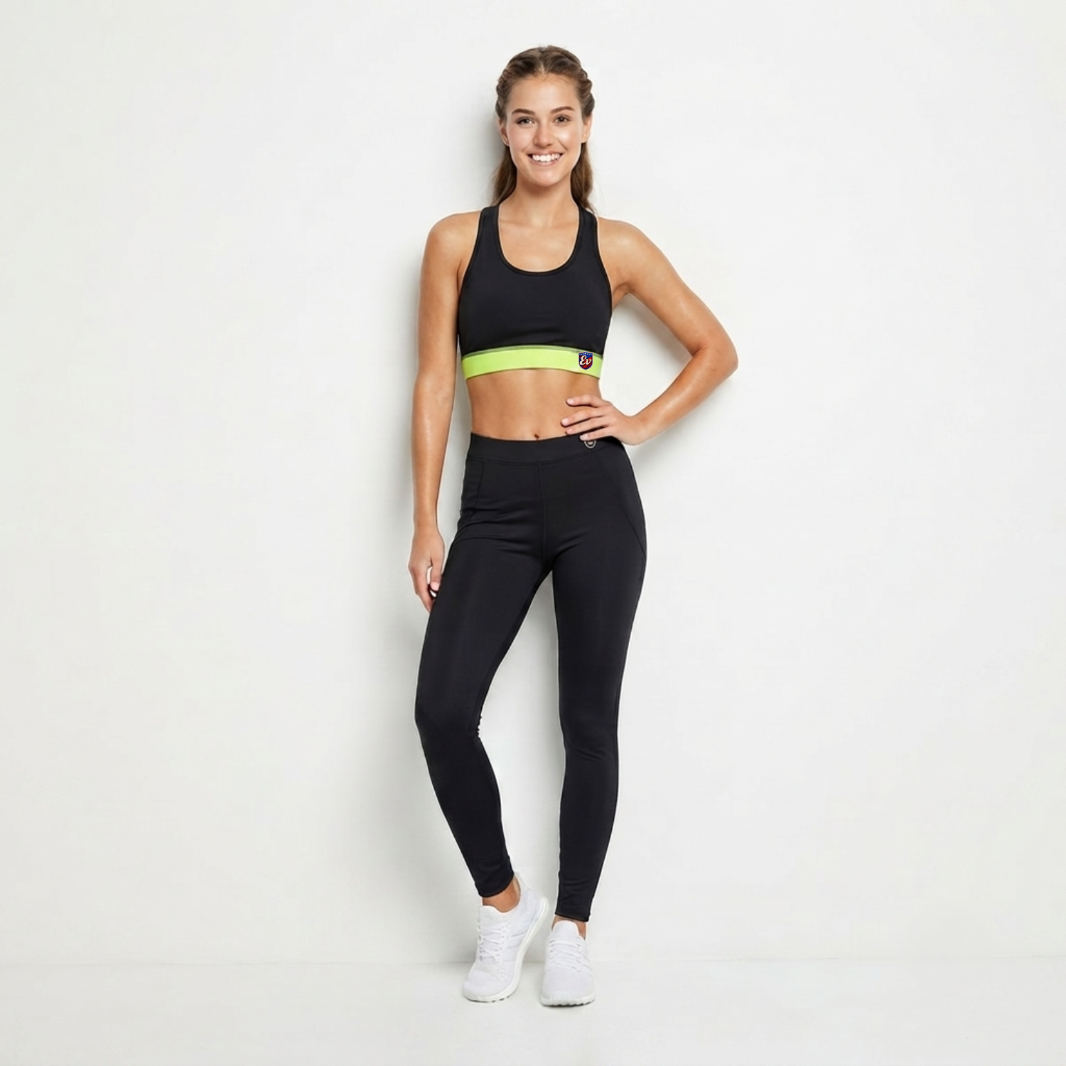Elen Vosky Women's Activewear Set | Racerback Sports Bra & High Waist Gym Leggings with Side Pockets | Stretch Workout Outfit for Yoga, Gym, Running & Fitness
