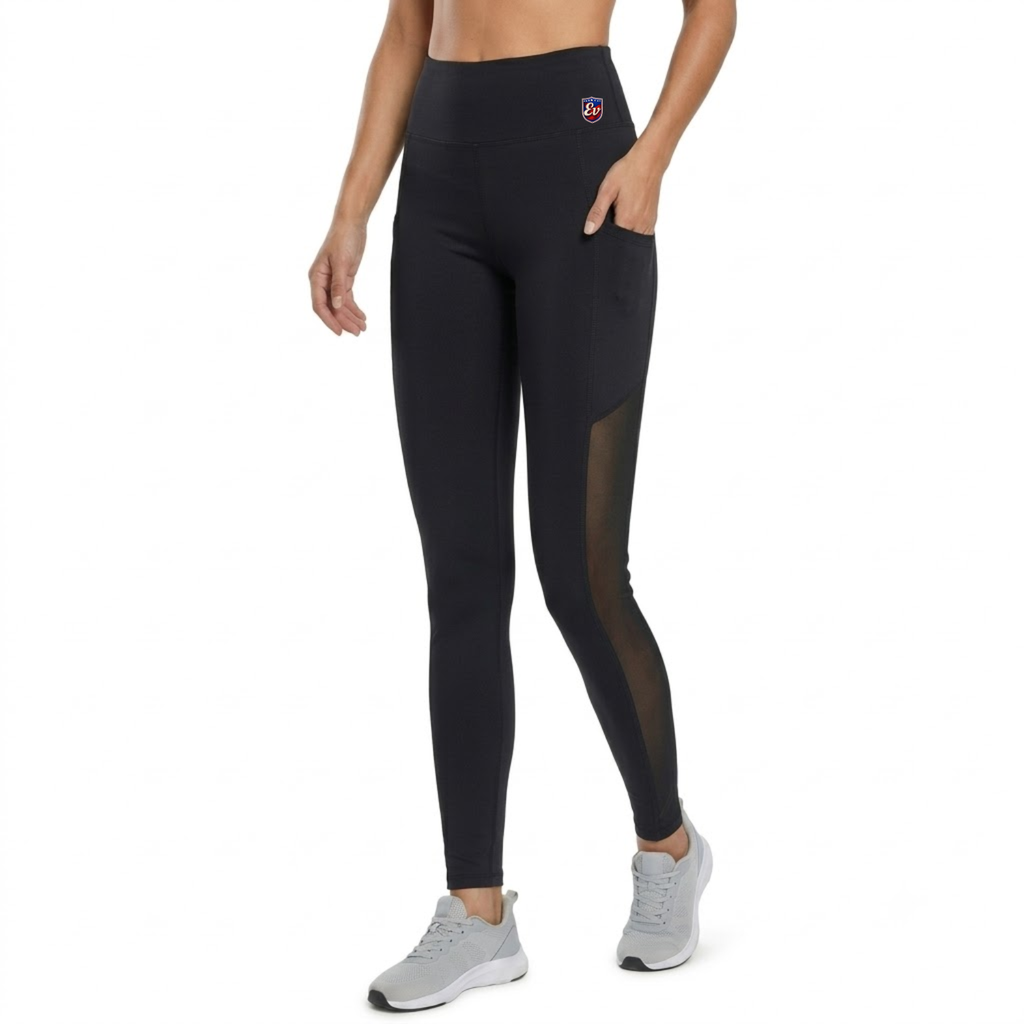 Elen Vosky Gym leggings for women high waist |Breathable Mesh Panel, Side Pockets  Workout Tights| Stretchy Activewear Yoga Pants for Running, Fitness & Training