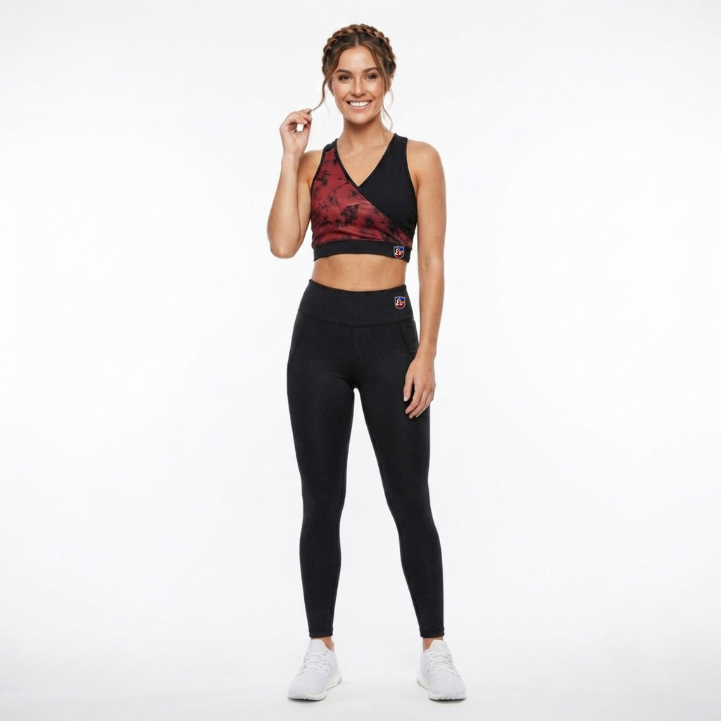 Elen Vosky Women's Activewear Set | Racerback Sports Bra & High Waist Gym Leggings | Dual Side Pockets | Stretch Workout Outfit for Yoga, Gym, Running & Fitness
