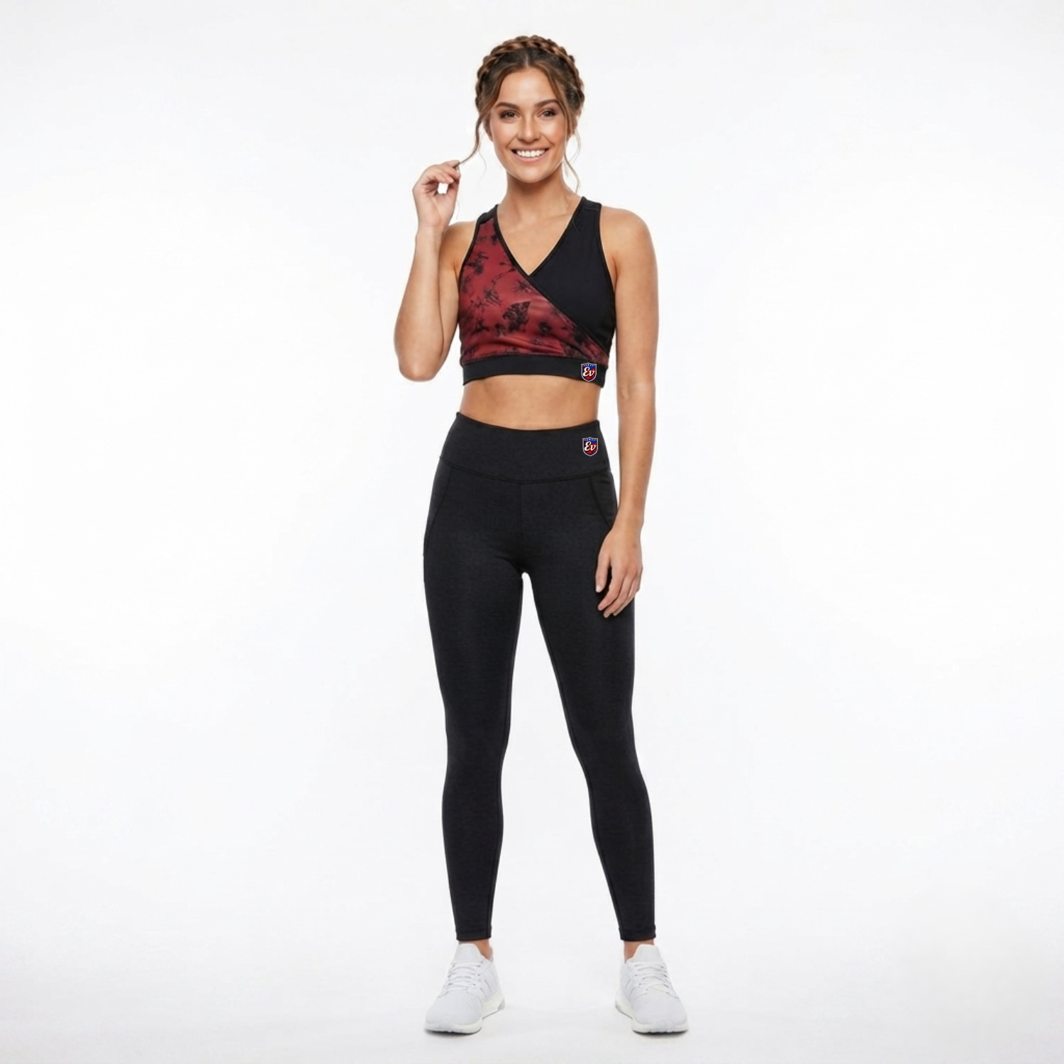 Elen Vosky Women's Activewear Set | Racerback Sports Bra & High Waist Gym Leggings | Dual Side Pockets | Stretch Workout Outfit for Yoga, Gym, Running & Fitness