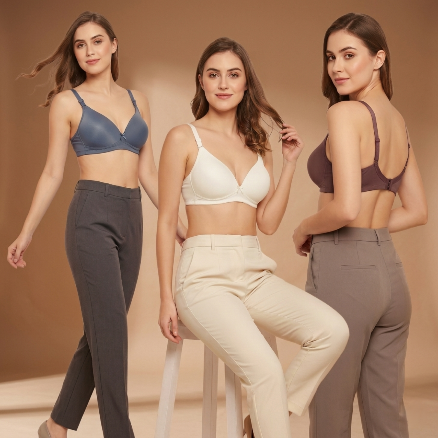Elen Vosky Bra for Women | Seamless, Padded Bra | Comfortable Everyday Wear | Lightly Lined Wireless Support | Breathable Cotton Lycra Fabric (Pack of 3)