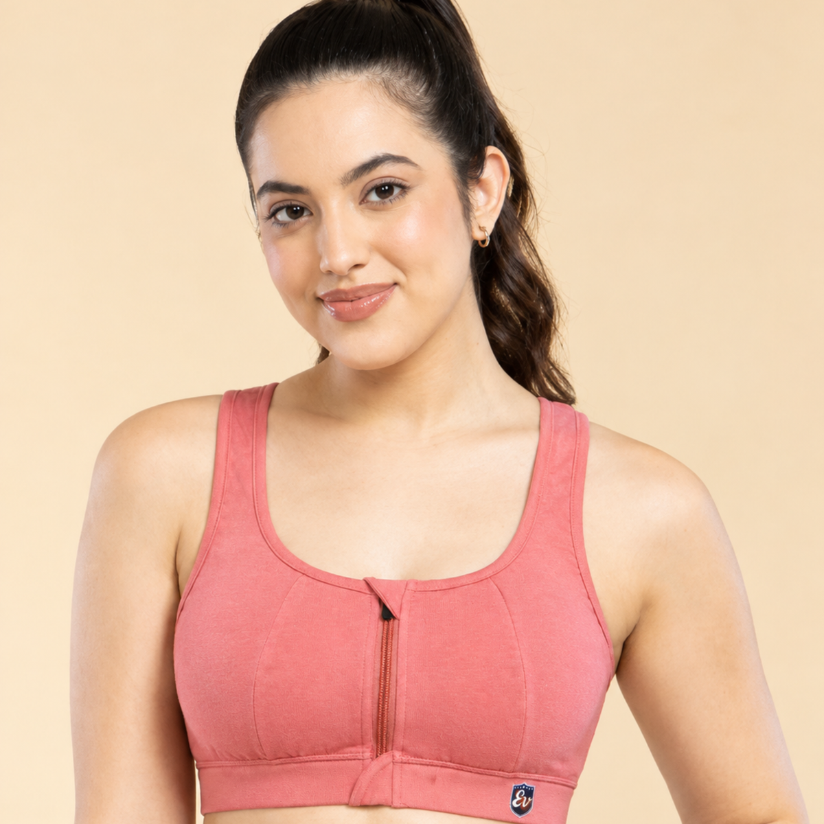 Elen Vosky Front Zip Sports Bra for Women | High Support Wirefree Activewear Bra | Running, Gym, Yoga & Fitness