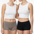 Premium Mid Waist Seamless Shorts for Girls and Women Spandex Boy Shorts Panties (Pack of 2)(2011-BK-GY)