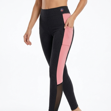 Elen Vosky Gym leggings for women high waist |Dual Colour, Breathable Mesh Panel, Side Pockets  Workout Tights | Stretchy Activewear Yoga Pants for Running, Fitness & Training