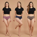 Elen Vosky Women’s Hipster Panties Pack of 3 | Breathable Cotton Lycra Fabric | Full Coverage Innerwear | Mid Rise Comfort Fit | women innerwear
