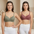 Elen Vosky Bra for Women | Seamless, Padded Bra | Comfortable Everyday Wear | Lightly Lined Wireless Support | Breathable Cotton Lycra Fabric (Pack of 2)