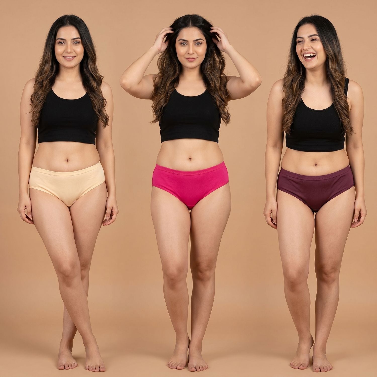 Elen Vosky Women Hipster Panties Pack of 3 | Breathable Cotton  Fabric | Full Coverage Mid Rise Comfort Fit | Stretch Waistband | Anti Odor Everyday Wear (Small)
