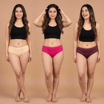 Elen Vosky Women Hipster Panties Pack of 3 | Breathable Cotton  Fabric | Full Coverage Mid Rise Comfort Fit | Stretch Waistband | Anti Odor Everyday Wear (Small)