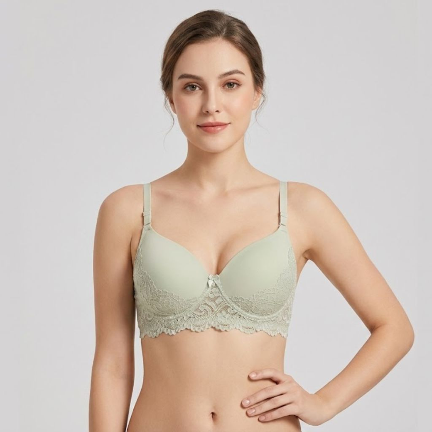 Elen Vosky Lace Design Bra for Women | Seamless Padded Bra with Lace Bottom Band | Adjustable strap bra | Comfortable Everyday Wear | Breathable Cotton Lycra Fabric