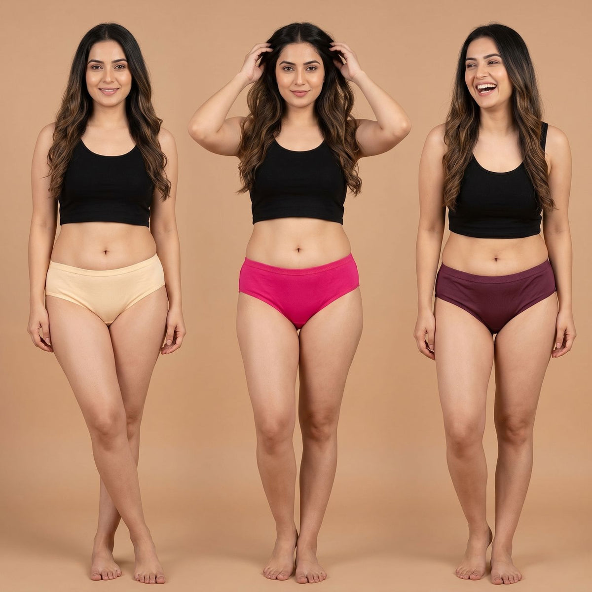 Elen Vosky Women Hipster Panties Pack of 3 | Breathable Cotton Lycra Fabric | Full Coverage Mid Rise Comfort Fit | Stretch Waistband | Anti Odor Everyday Wear