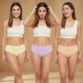 Elen Vosky Women Hipster Panties Pack of 3 | Breathable Cotton Lycra Fabric | Full Coverage Mid Rise Comfort Fit | Stretch Waistband | Anti Odor Everyday Wear
