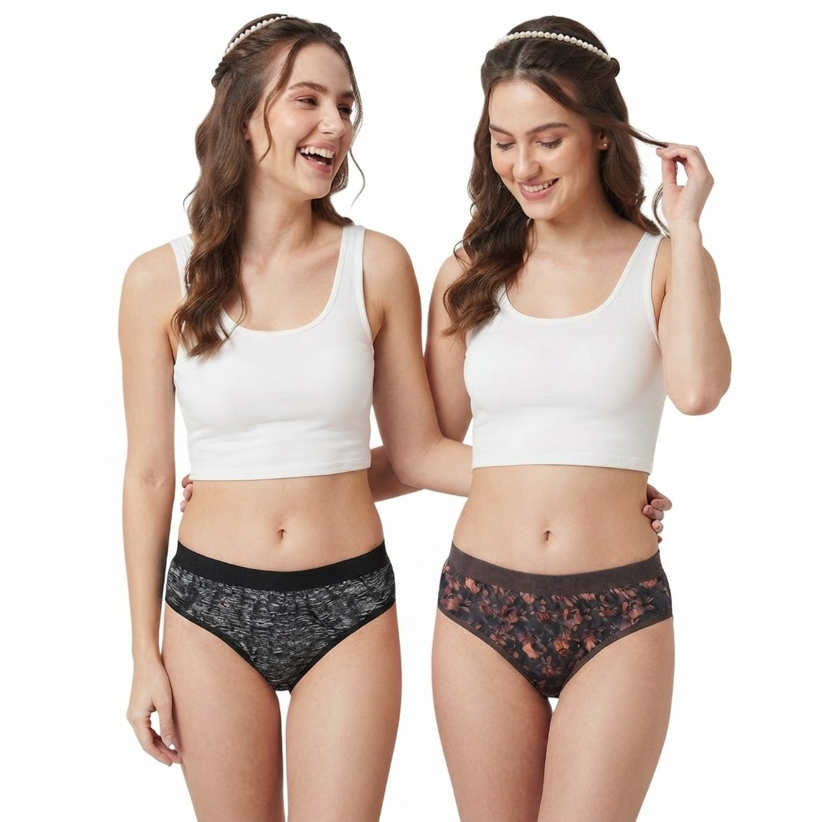 Elen Vosky Soft Cotton  Panties for Women (Pack of 2) | Mid Rise Full Coverage Hipster Panties | Soft Stretch Waistband | Anti Odor Comfortable Everyday Wear