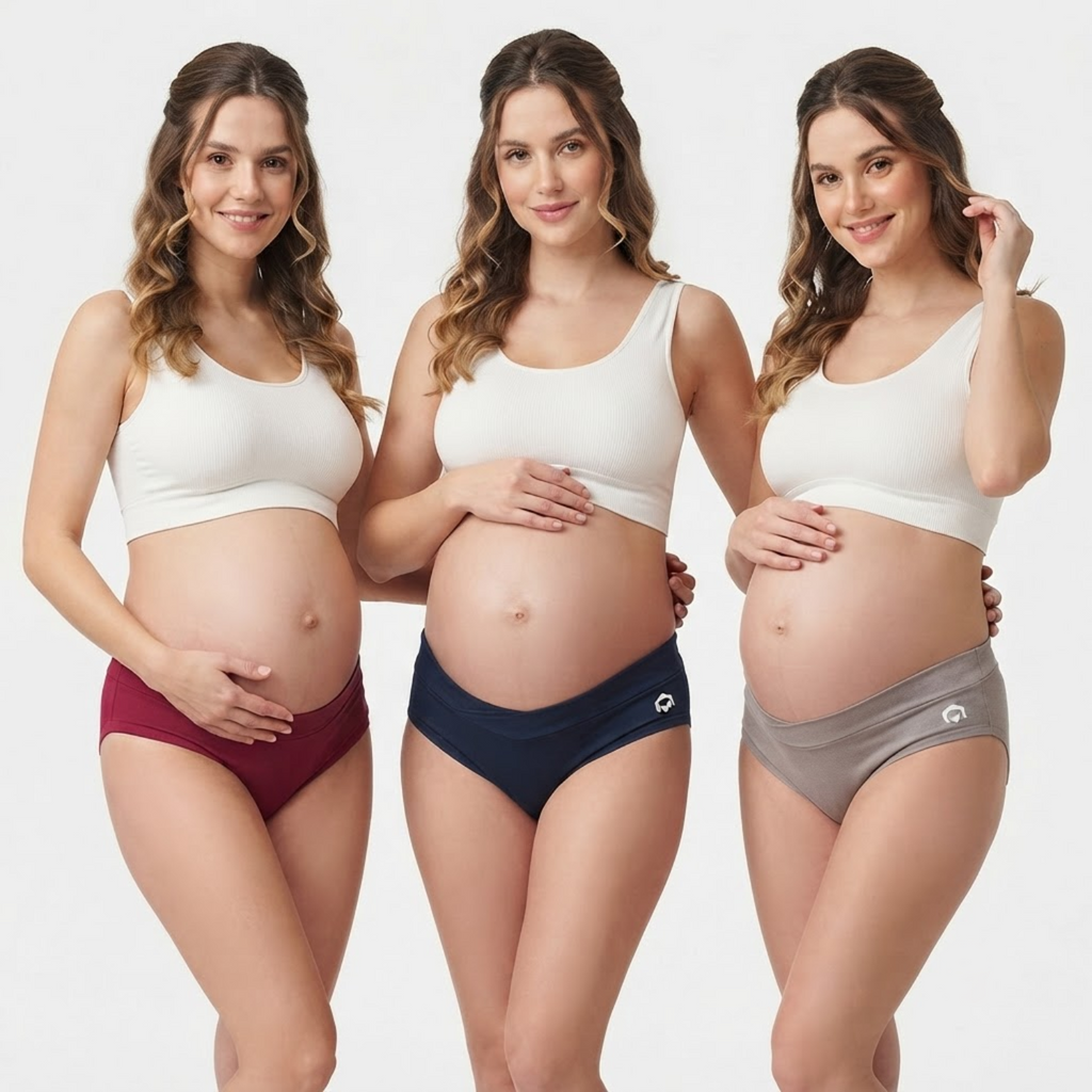 Elen Vosky Maternity Panties for Women (Pack of 3) | Soft Modal Pregnancy Panty | Full Coverage | Stretch Fit | Pregnancy Comfort