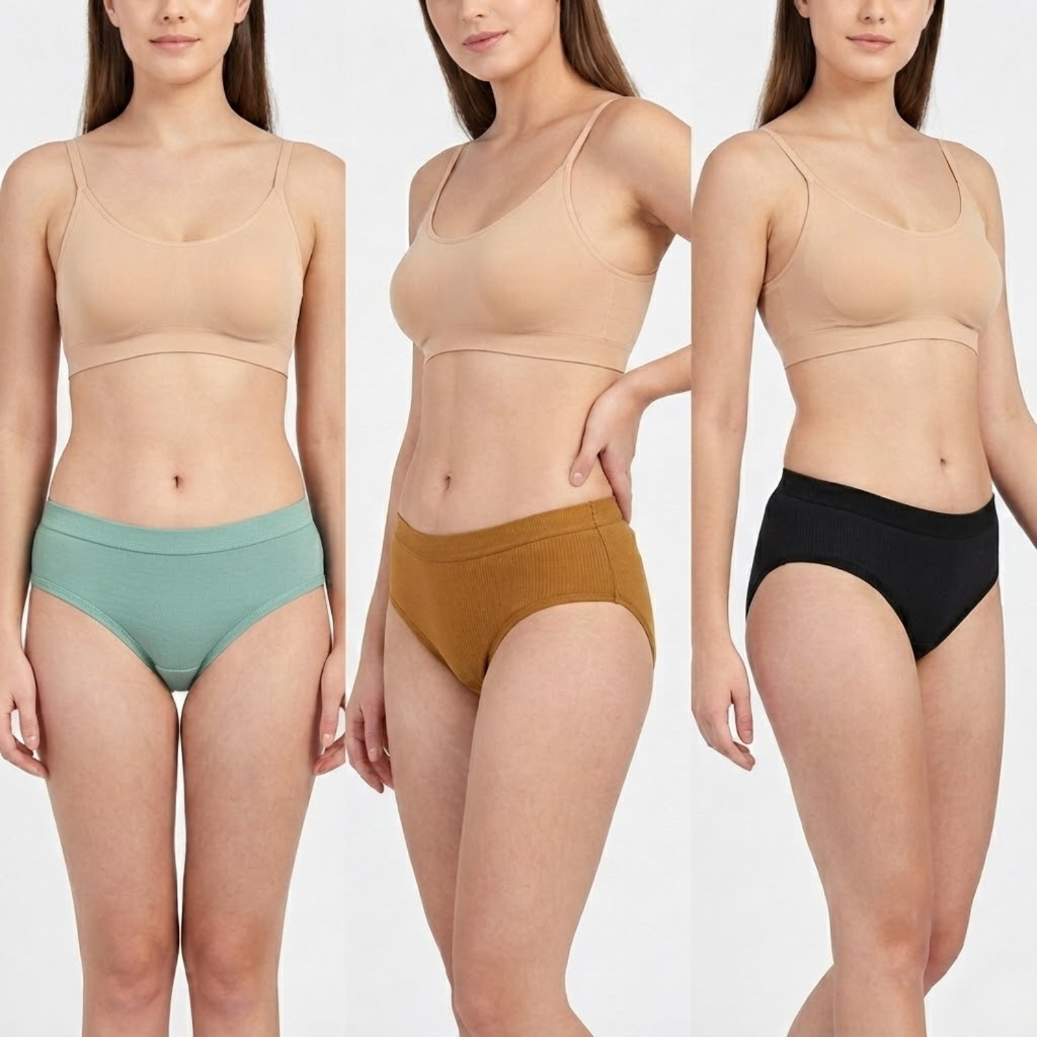 Elen Vosky Women Cotton Panties Pack of 3 | Breathable Cotton Lycra Fabric | Full Coverage Panty Set | Mid Rise Stretch Fit | Anti Odor & Sweat Absorbent | women innerwear