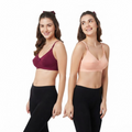 Elen Vosky Non-Padded Bra for Women (Pack of 2) | Seamless Wireless | 3-Hook Back Closure | Adjustable Shoulder Straps | Breathable Cotton Fabric | Everyday Wear
