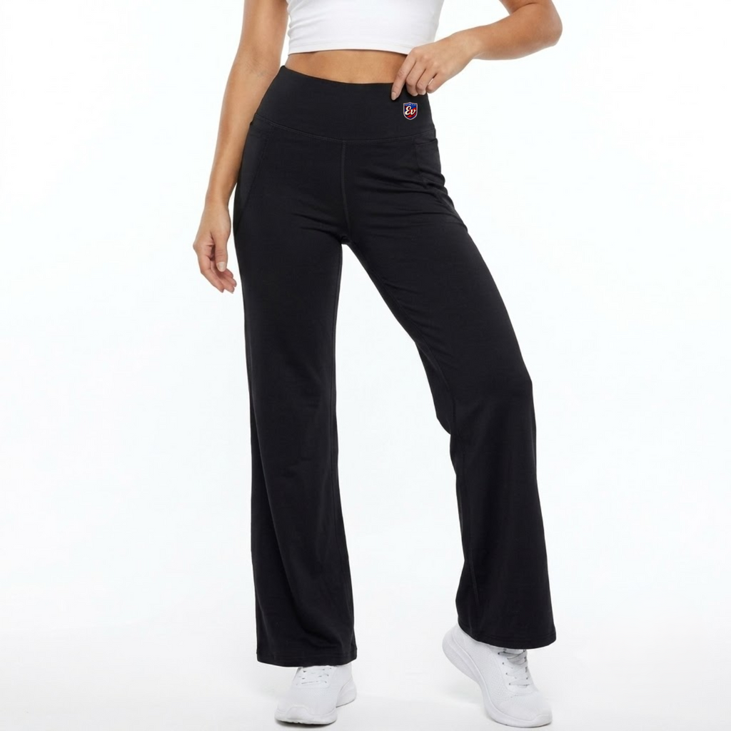 Elen Vosky Flare Pants for Women | Double Pockets | Wide Leg Stretch Workout Pants | Pants for Travel, Casual Wear, Office & Everyday Comfort