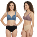 Elen Vosky Bra for Women (Pack of 2)| Seamless, Padded Bra | Comfortable Everyday Wear | Lightly Lined Wireless Support | Breathable Cotton Lycra Fabric