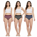 Elen Vosky Cotton Lycra Panties for Women Pack of 3 | Mid Rise Full Coverage Hipster Panties | Soft Stretch Waistband | Anti Odor Comfortable Everyday Wear