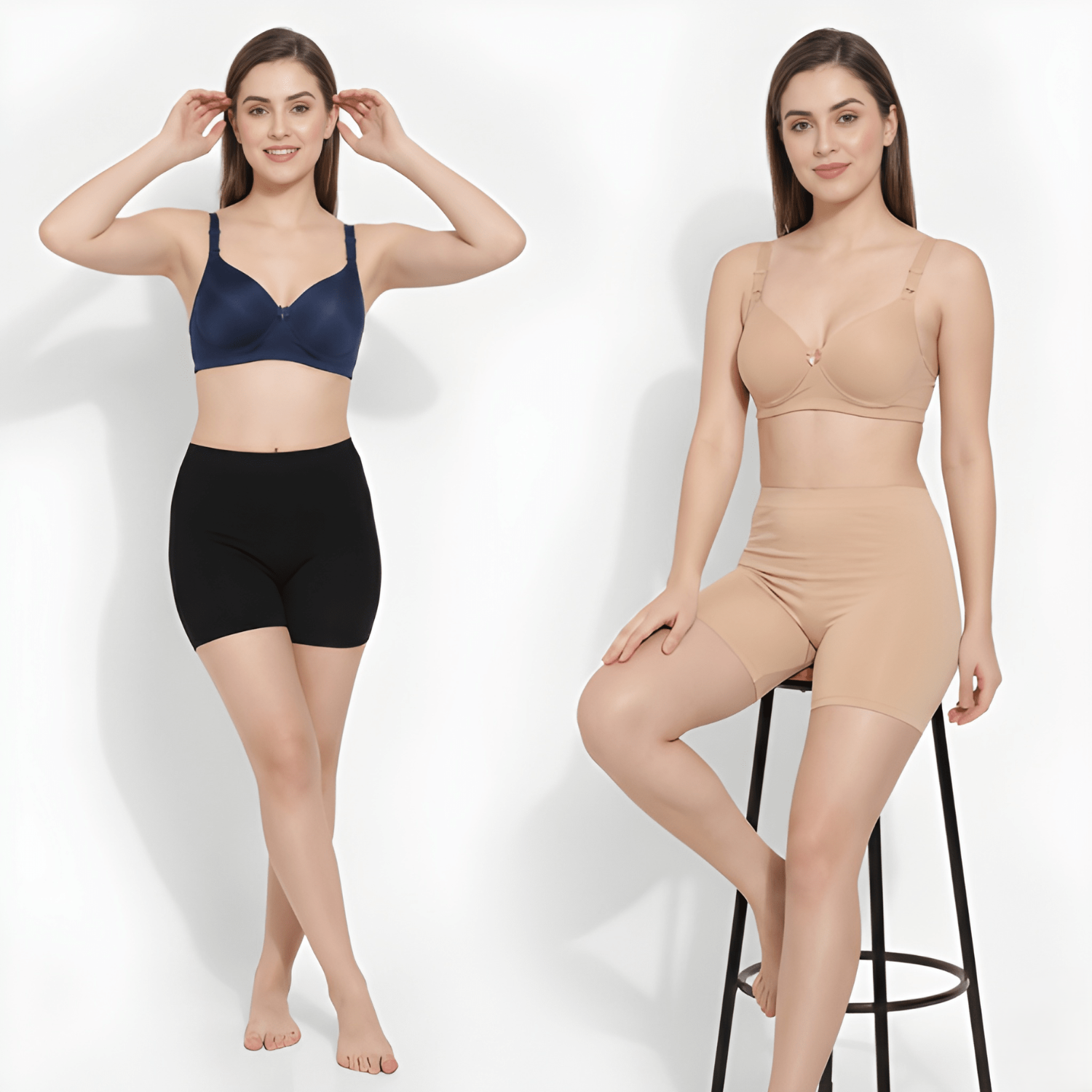 Elen Vosky Padded Bra for Women (Pack of 2) | Push-Up Seamless Adjustable Shoulder Bra | Comfortable Everyday Wear | Lightly Lined Wireless Support | Soft Breathable Lingerie