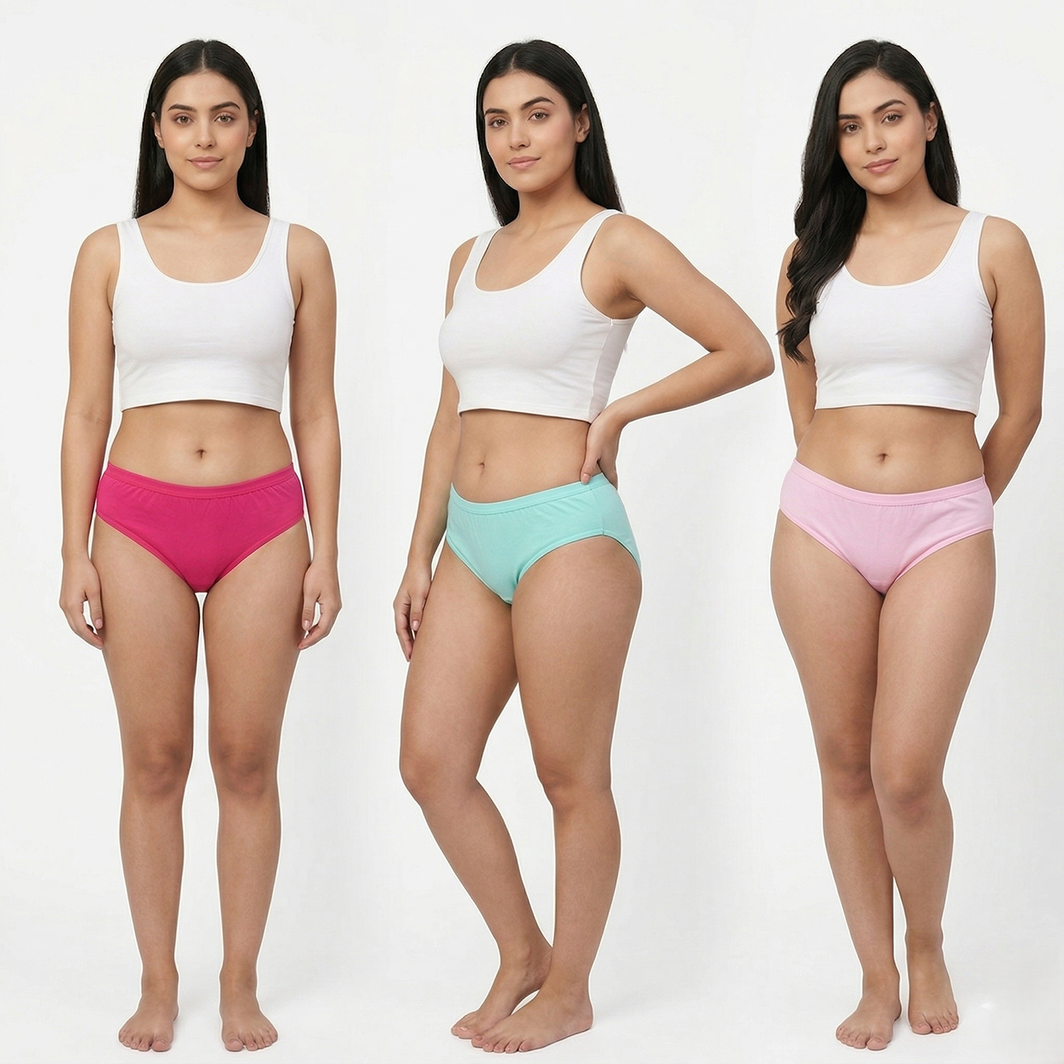 Elen Vosky Women Hipster Panties Pack of 3 | Breathable Cotton Lycra Fabric | Full Coverage Mid Rise Comfort Fit | Stretch Waistband | Anti Odor Everyday Wear