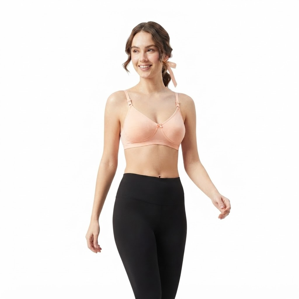 Elen Vosky Non-Padded Bra for Women | Seamless Wireless | 3-Hook Back Closure | Adjustable Shoulder Straps | Breathable Cotton Fabric | Everyday Wear