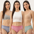 Elen Vosky Women’s Cotton Hipster Panties Pack of 3 | Breathable Cotton Lycra Fabric | Full Coverage Innerwear | Mid Rise Comfort Fit | Anti Odor, Everyday Wear | women innerwear
