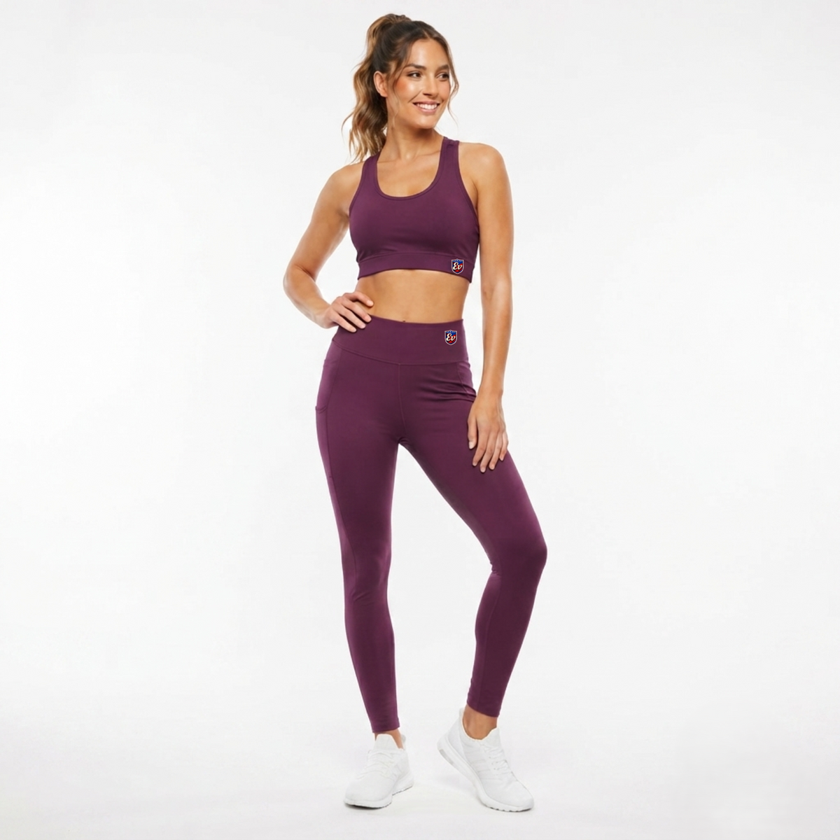 Elen Vosky Women's Activewear Set | Criss Cross Back & High Waist Leggings with Side Pockets | Stretch Workout Outfit for Yoga, Gym, Running & Fitness