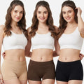 Premium Mid Waist Seamless Shorts for Girls and Women Spandex Boy Shorts Panties (Pack of 3)(2011-BK-SK-BR)