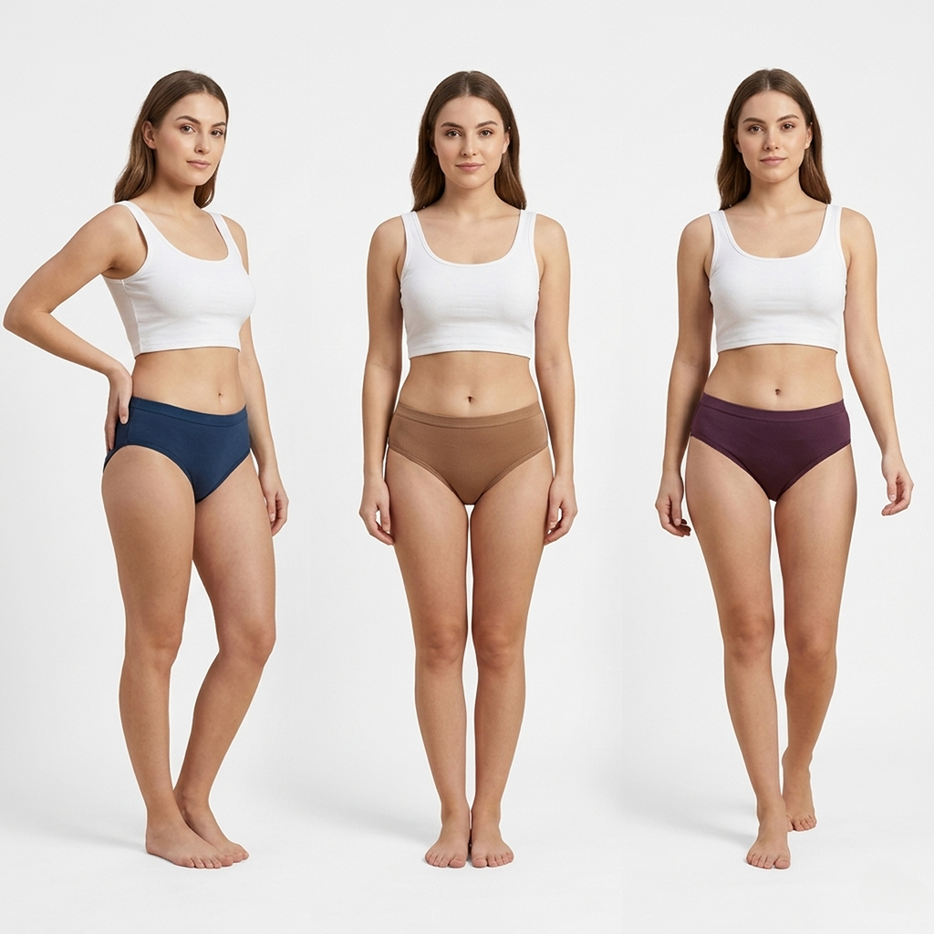 Elen Vosky Women’s Cotton Hipster Panties Pack of 3 | Breathable Cotton Lycra Fabric | Mid Rise Comfort Fit | Full Coverage Innerwear | Stretch Waistband | Anti Odor, Everyday Wear