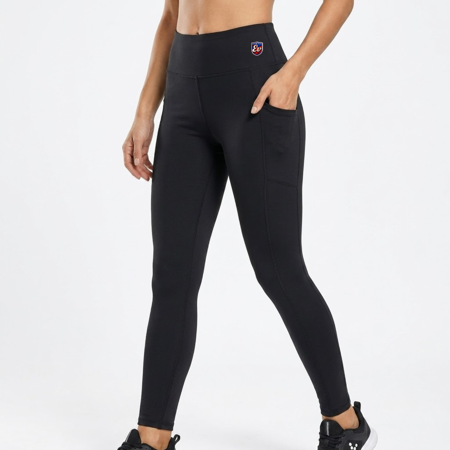 Elen Vosky Women's High Waist Double Pocket Leggings | Stretch Workout Tights | Tummy Control Activewear Yoga Pants for Gym, Running, Fitness & Training