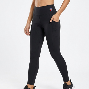 Elen Vosky Women's High Waist Double Pocket Leggings | Stretch Workout Tights | Tummy Control Activewear Yoga Pants for Gym, Running, Fitness & Training