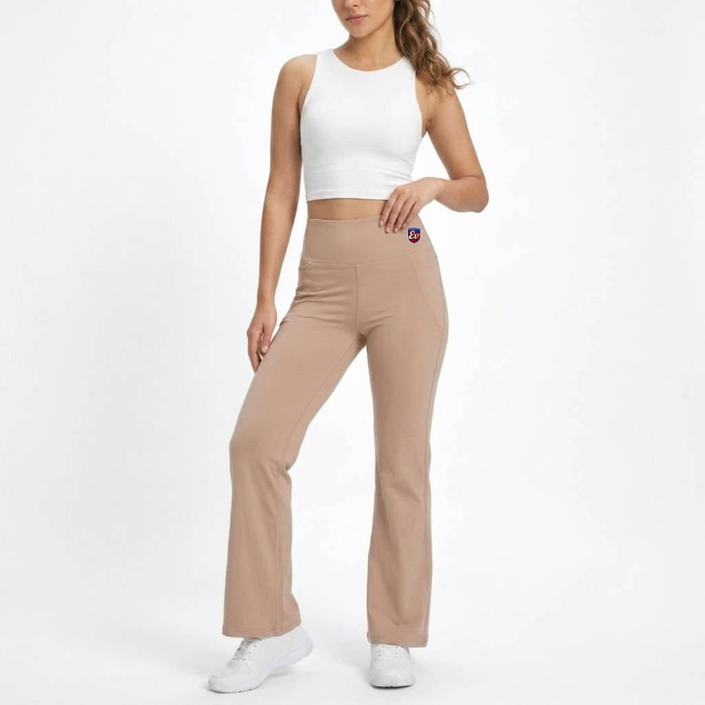 Elen Vosky Flare Pants for Women | Double Pockets | Wide Leg Stretch Workout Pants | Pants for Travel, Casual Wear, Office & Everyday Comfort
