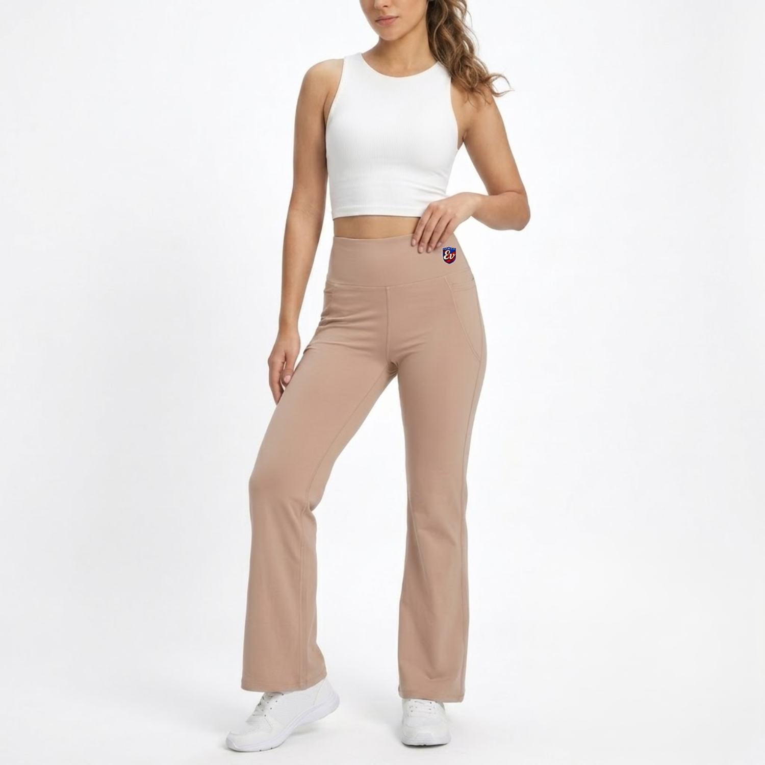 Elen Vosky Flare Pants for Women | Double Pockets | Wide Leg Stretch Workout Pants | Pants for Travel, Casual Wear, Office & Everyday Comfort