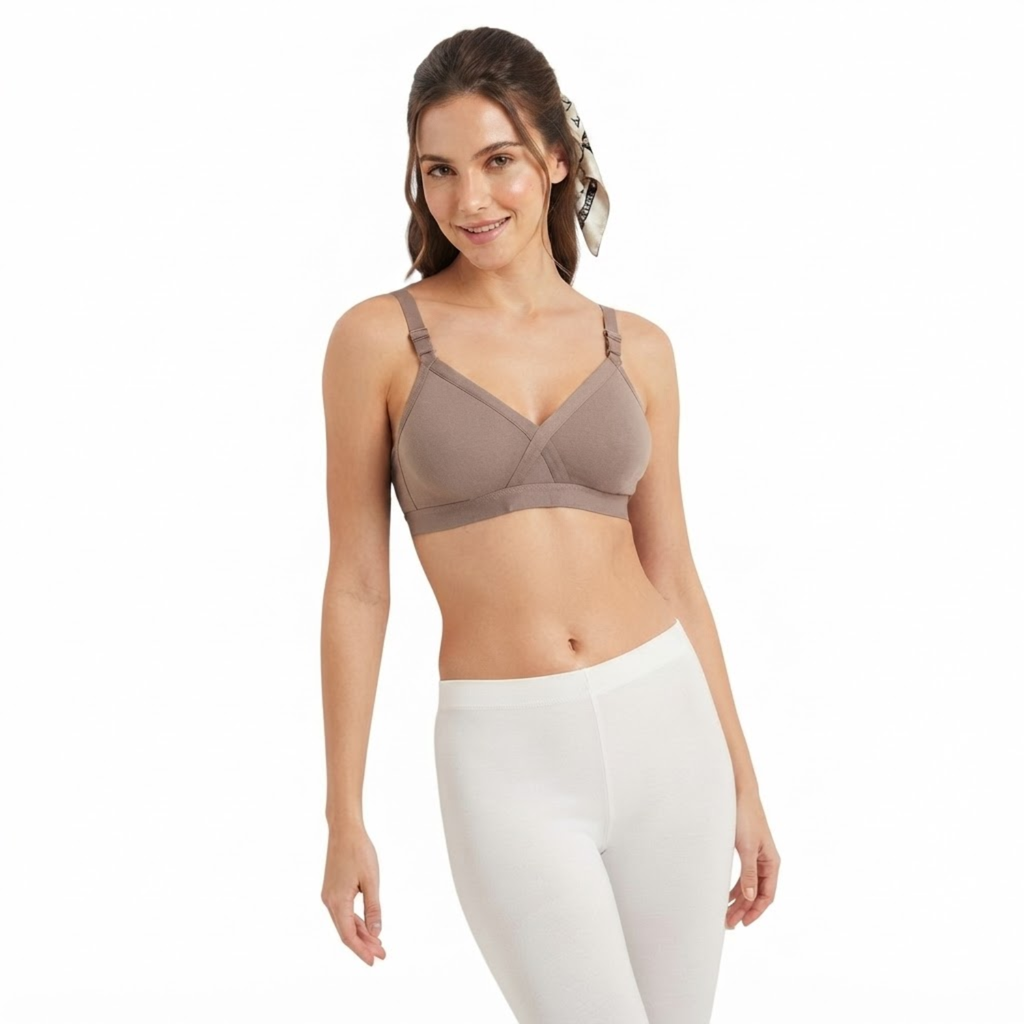 Elen Vosky Bra for Women | Seamless Non-Padded Bra|Breathable Cotton Fabric | Comfortable Everyday Wear | Wireless Support