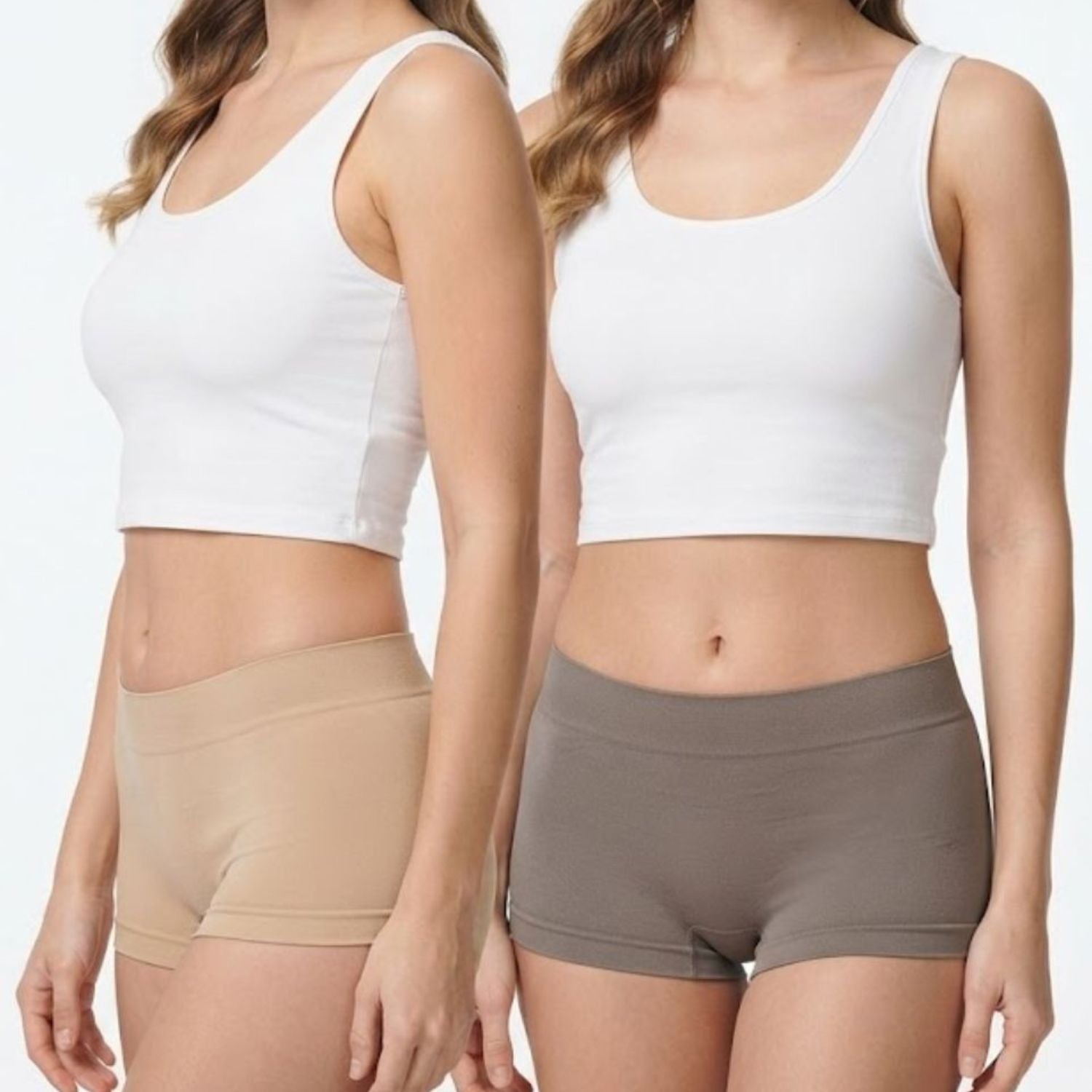 Premium Mid Waist Seamless Shorts for Girls and Women Spandex Boy Shorts Panties (Pack of 2)(2011-SK-GY)