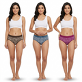 Elen Vosky Women’s Cotton Hipster Panties Pack of 3 | Breathable Cotton Lycra Fabric | Mid Rise Comfort Fit | Full Coverage Innerwear | Stretch Waistband | Anti Odor, Everyday Wear