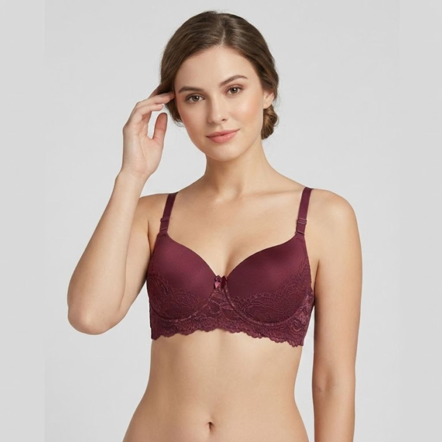 Elen Vosky Lace Design Bra for Women | Seamless Padded Bra with Lace Bottom Band | Adjustable strap bra | Comfortable Everyday Wear | Breathable Cotton Lycra Fabric
