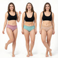 Elen Vosky Hipster Panties for Women Pack of 3 | Breathable Cotton Lycra Fabric | Full Coverage Innerwear | Stretch Grip Fit | Anti Odor Antimicrobial & Stain Release Ladies Innerwear