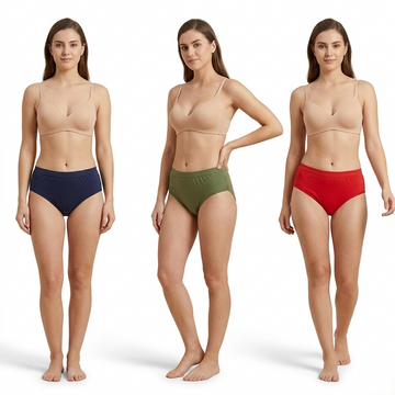 Elen Vosky Women Hipster Panties Pack of 3 | Breathable Cotton  Fabric | Full Coverage Mid Rise Comfort Fit | Stretch Waistband | Anti Odor Everyday Wear (Small)