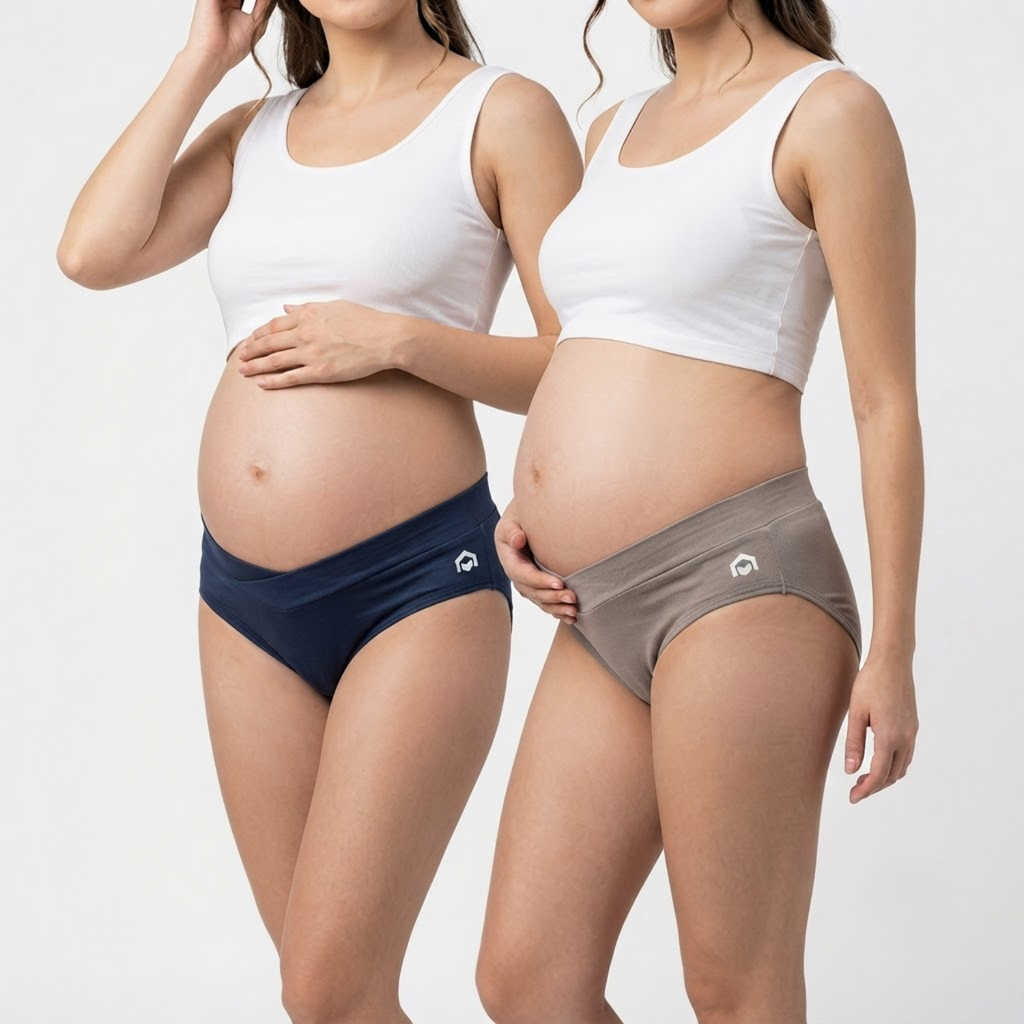 Elen Vosky Maternity Panties for Women (Pack of 2) | Soft Modal Pregnancy Panty | Full Coverage | Stretch Fit | Pregnancy Comfort
