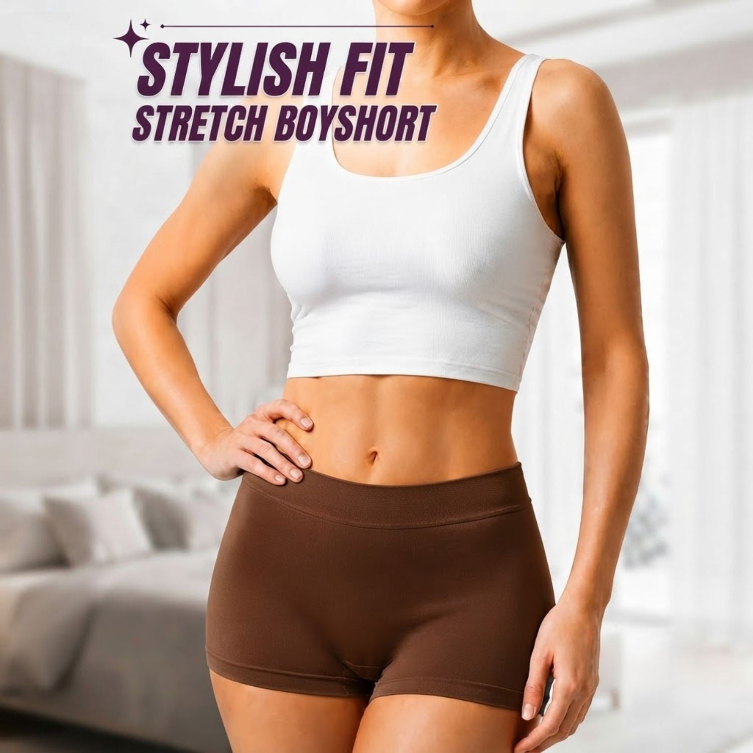 Premium Mid Waist Seamless Shorts for Girls and Women Spandex Boy Shorts Panties (Pack of 1)(2011-BR)