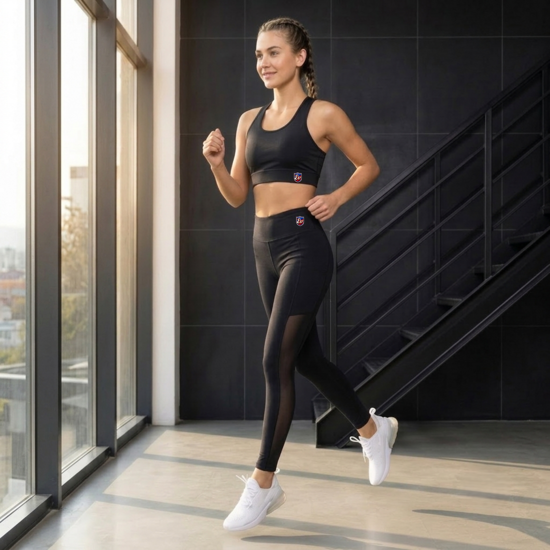 Elen Vosky Women Gym Wear Set | Sports Bra & High Waist Leggings with Side Pockets | Stretch Activewear Co-Ord for Workout, Yoga, Training & Running