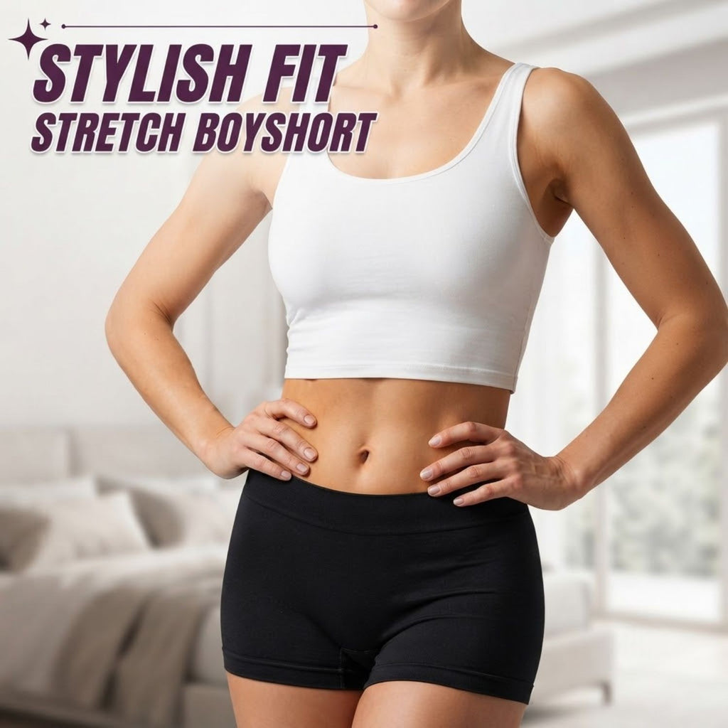Premium Mid Waist Seamless Shorts for Girls and Women Spandex Boy Shorts Panties (Pack of 1)(2011-BK)