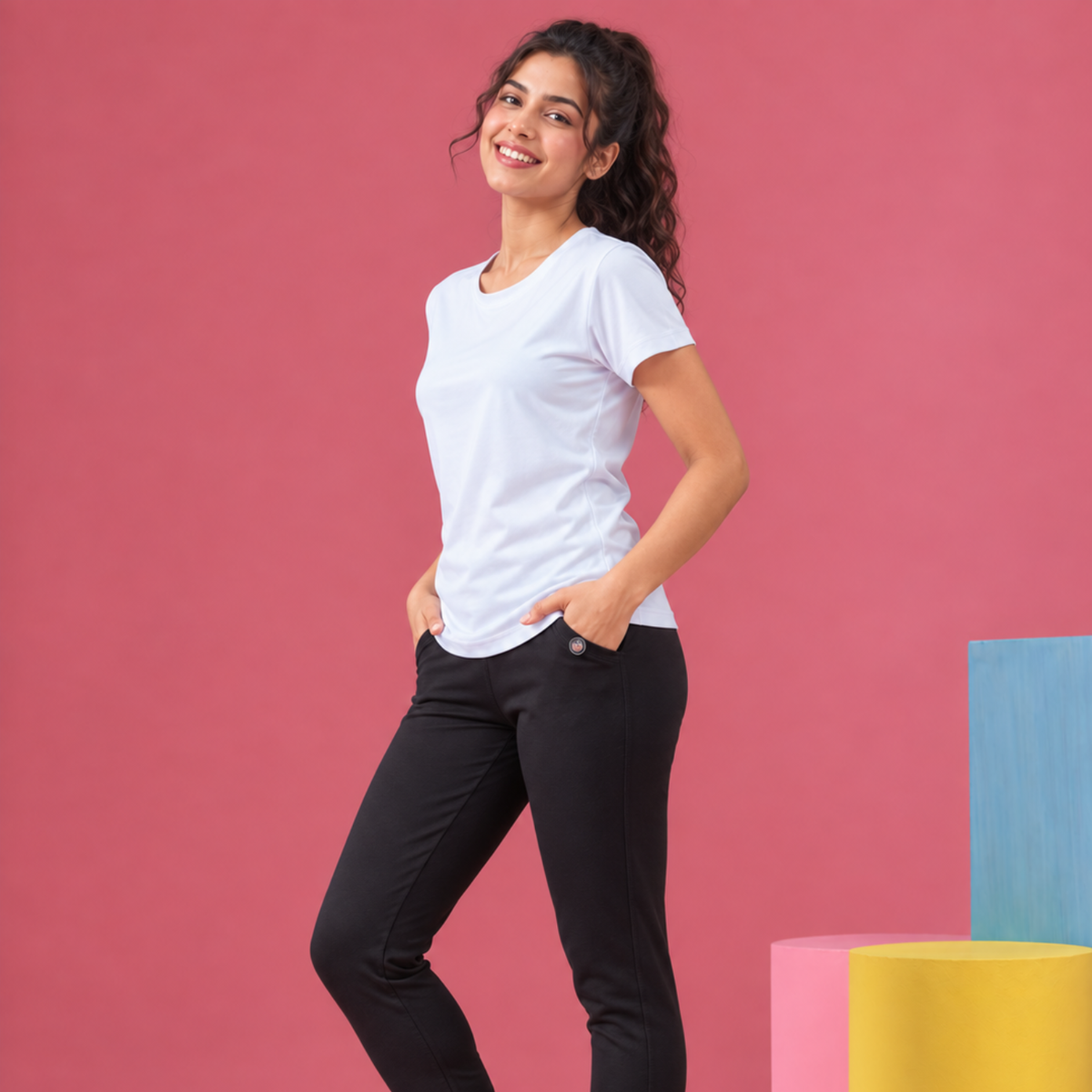 Women Gym Wear Set | Round Neck Half Sleeve T-Shirt & Leggings Combo | Comfortable Yoga, Workout, Running Set for Women